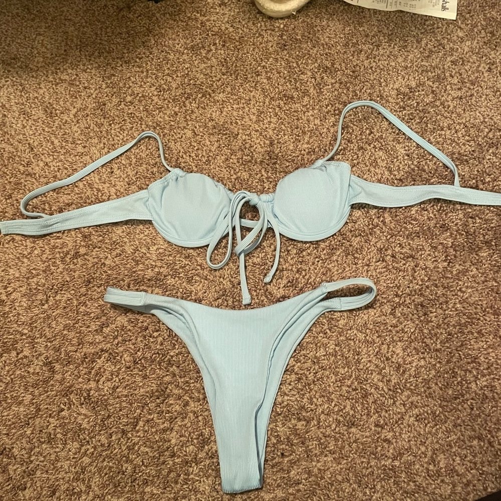 Shein blue tie bikini